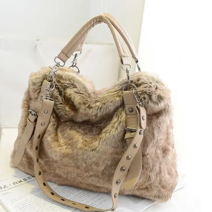 Sac à main fourre-tout en fausse fourrure pour femme, sac messager, sac à main design, haute qualité