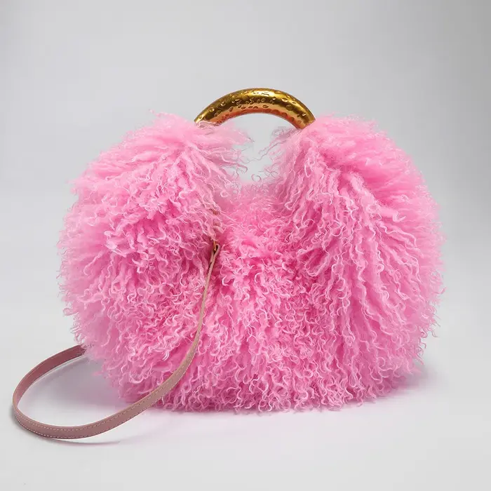 Mode femme longue fourrure laine sac plage fausse laine fourrure sac à bandoulière dames fausse four