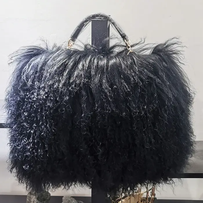 JOinitiated-Sac à bandoulière en fourrure véritable pour femme
