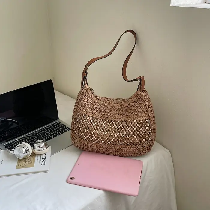Sac fourre-tout en paille grande capacité