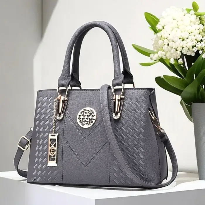 Sac fourre-tout en simili cuir gaufré à points en V pour femme