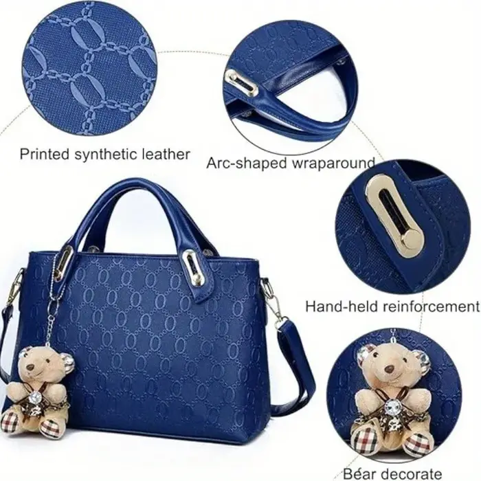 Ensemble de sacs à main 4 pièces pour femme en PU gaufré