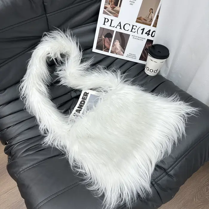 Sacs en fausse fourrure pour femmes, fourre-tout Vintage Y2k, sacs à bandoulière en cuir brillant, s