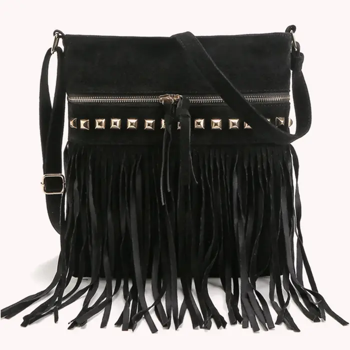 Sac messager design frange avec sangle réglable