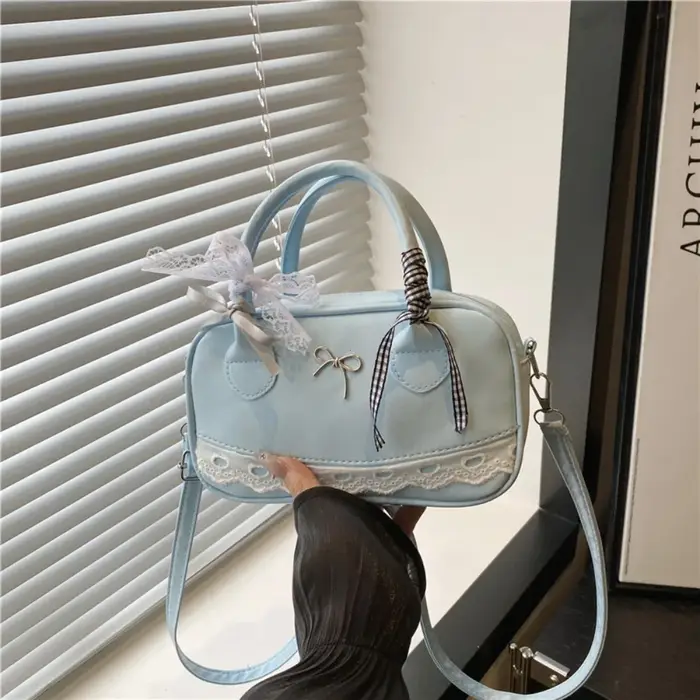 Sac à main élégant et simple, sac à bandoulière Boston, sac à bandoulière avec nœud en dentelle, petit sac carré, sac décontracté 2026