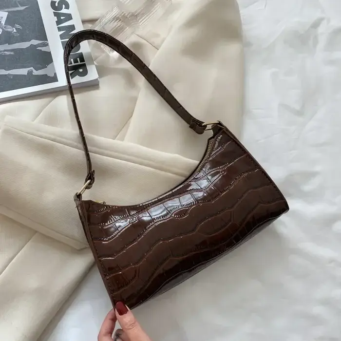 Sac à provisions rétro en cuir solide pour femme