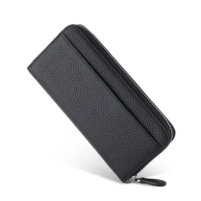 Sac portefeuille en cuir véritable pour femme, porte-monnaie, étui pour clé et rouge à lèvres, poudr