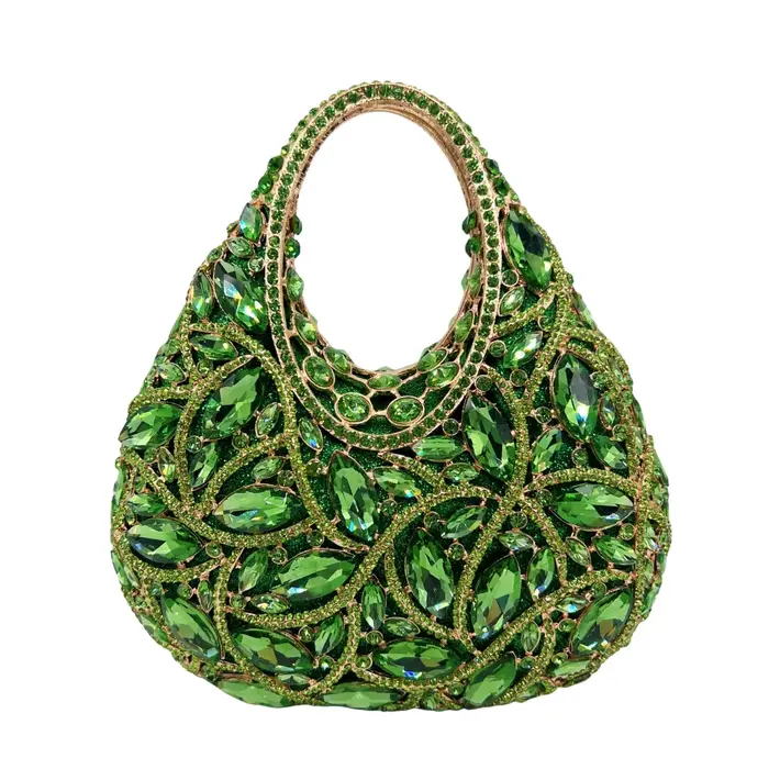 Sac de soirée vintage en satin vert olive avec poignée supérieure, pochette élégante pour mariage et