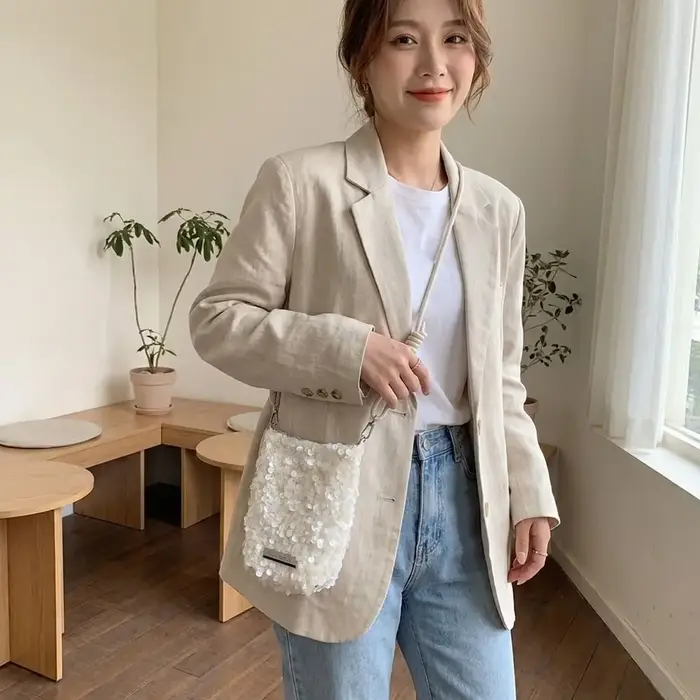 Sac bandoulière simple à paillettes