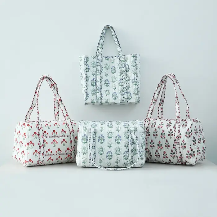Sac fourre-tout matelassé à fleurs pour femmes