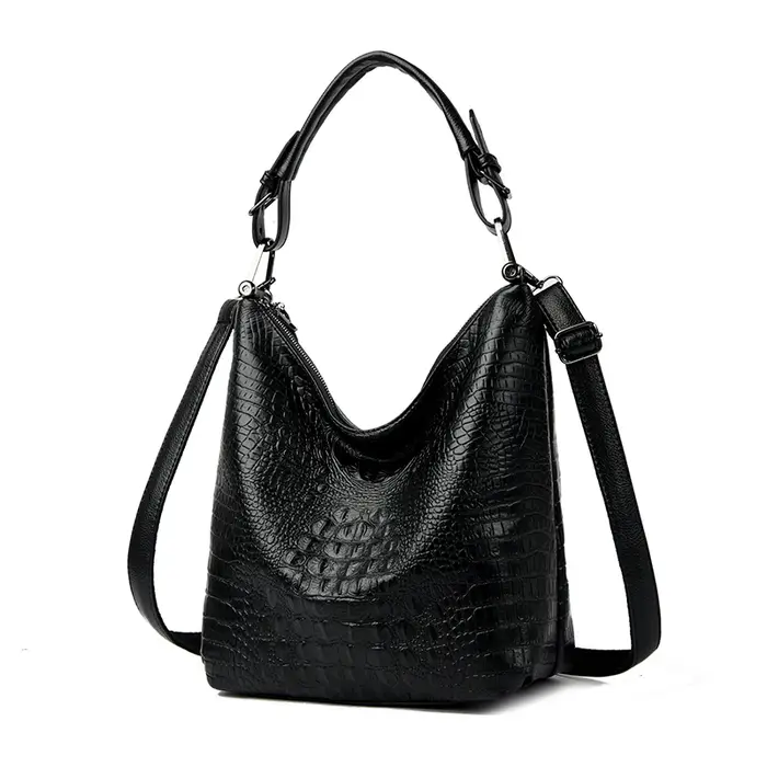 Sac pour femme simple à motif crocodile de grande capacité
