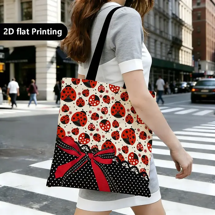 Sac fourre-tout en toile à pois coccinelle
