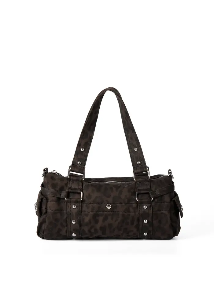 XMESSUN Nouveau Sac Fourre-tout Vintage Léopard à Rivets pour Moto, Sac Boston Tendance pour Trajet