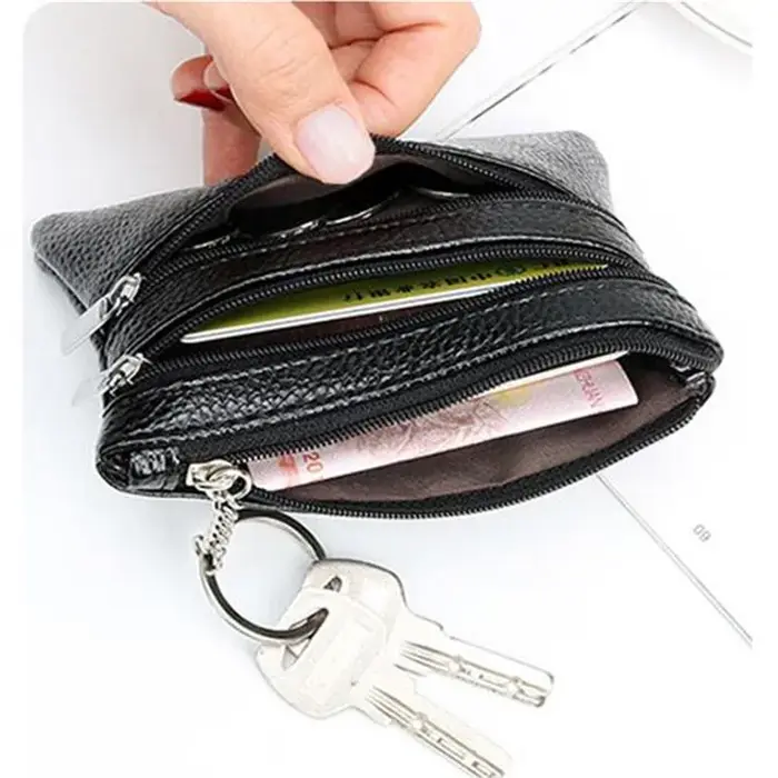 3 pochettes portefeuilles de poche femmes petit porte-monnaie en cuir PU fermeture éclair changement sacs d'argent