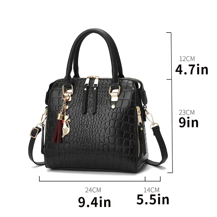 Luxueux sac à main fourre-tout en relief crocodile – Sac