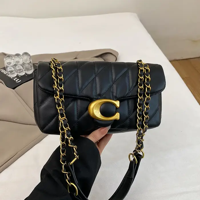 Sac à main de style féminin haut de gamme - Sac pour femme avec sangle en chaîne à motif de diamant