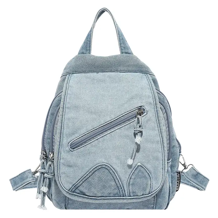 Rétro grande capacité lavé denim simple sacs à dos femmes trajet fourre-tout sac 2025