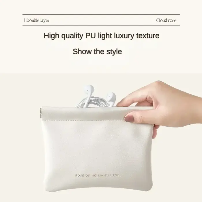 Mini sac de rangement de maquillage en cuir PU Simple pour rouge à lèvres