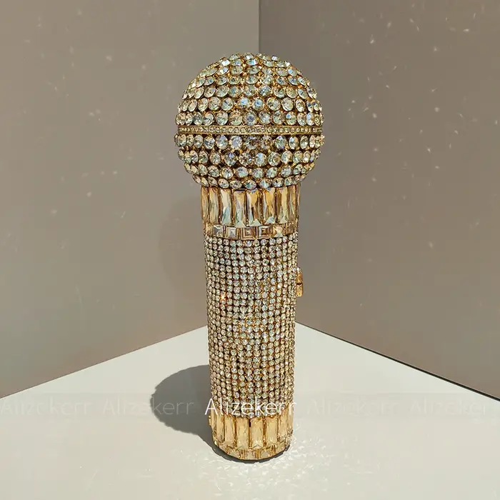 Alizekerr – sacs de soirée en strass en forme de Microphone pour femmes, magnifiques pochettes uniqu