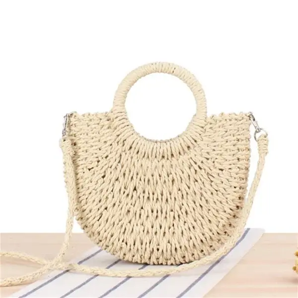 Yogodlns fait à la main demi-rond rotin tissé sac de paille été femmes messager sacs à bandoulière f