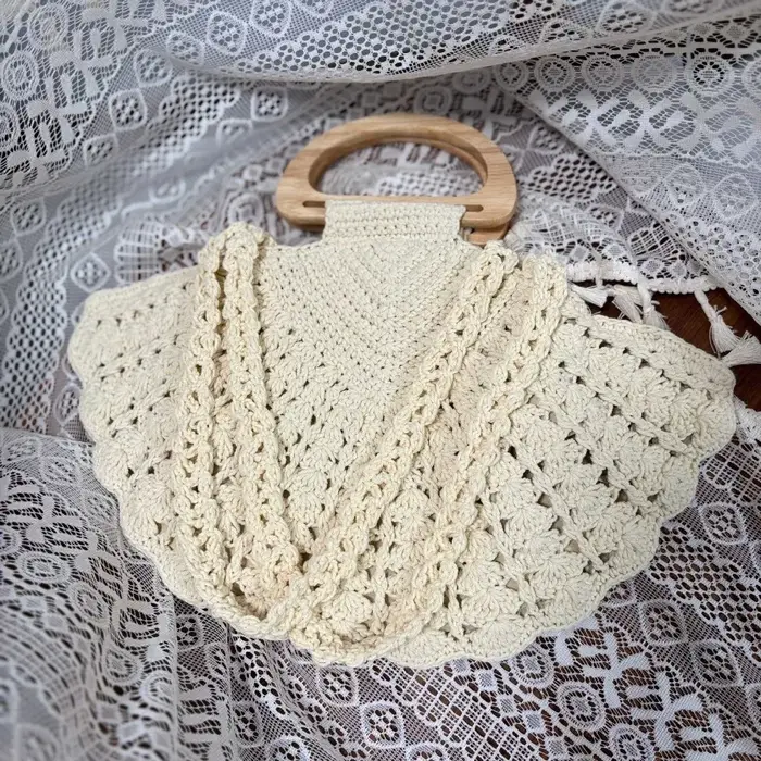 Sac à bandoulière décontracté en crochet tressé en forme de coquillage