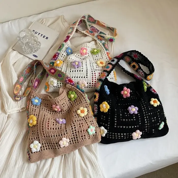 Sac à main bohème en crochet grande capacité pour femme