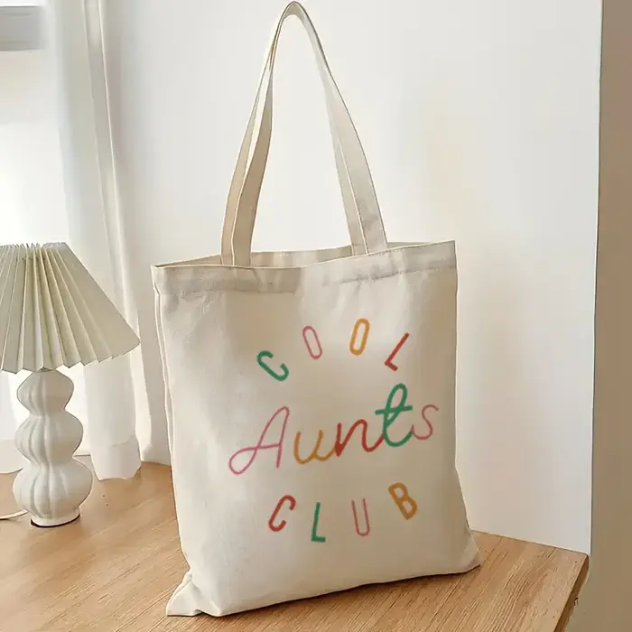 Sac fourre-tout en toile imprimé Cool Aunt Club, idéal pour un usage quotidien, les courses, l'école