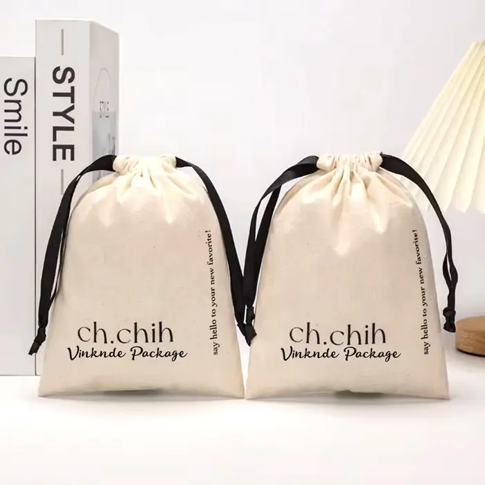 Sac en mousseline de coton biologique imprimé avec Logo personnalisé écologique