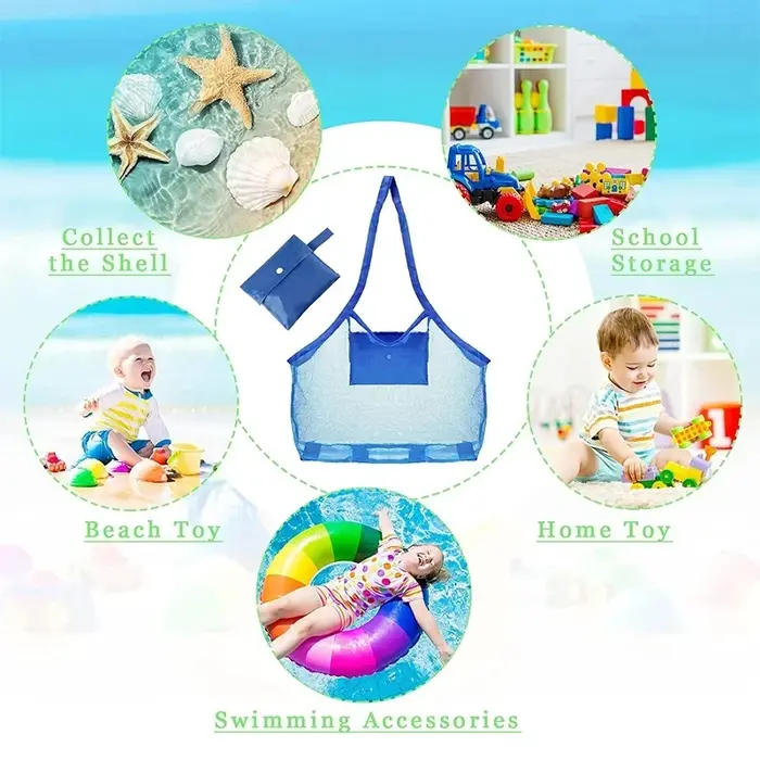 Grand sac de plage multicolore en maille