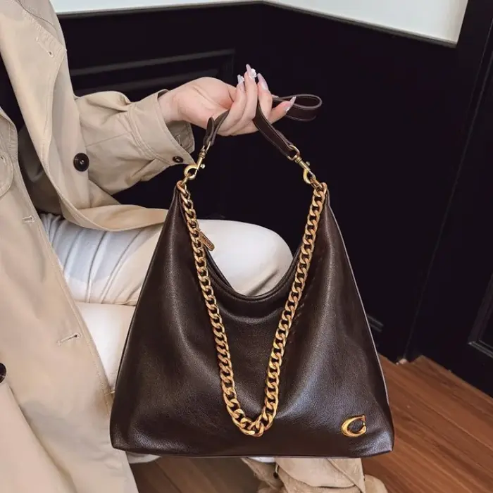 Sac à bandoulière en cuir fin pour femmes