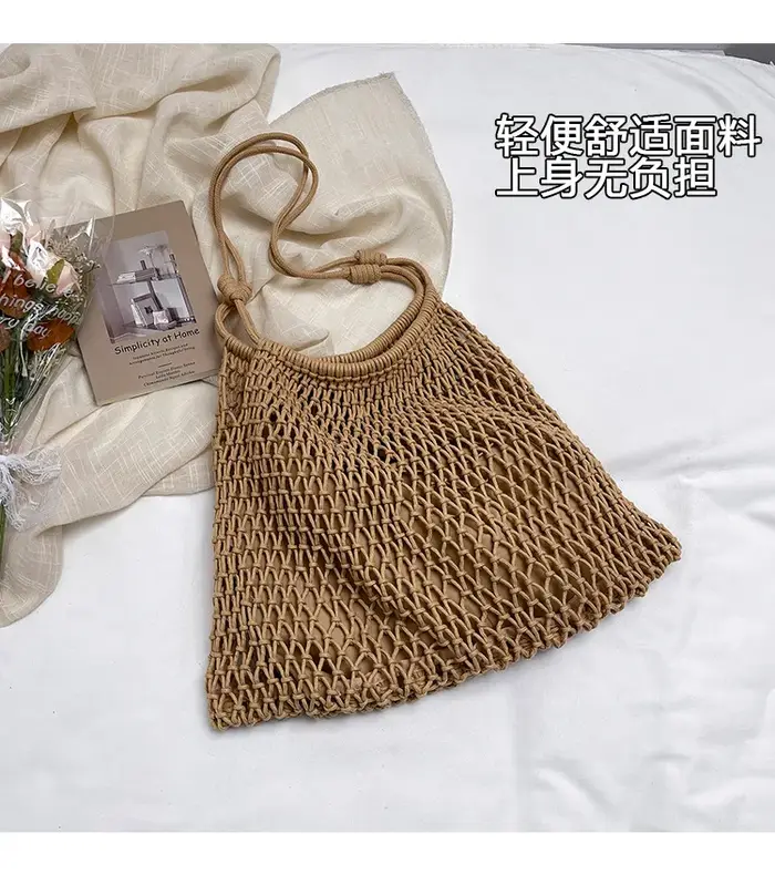 Sac fourre-tout vintage en crochet fait main grande capacité