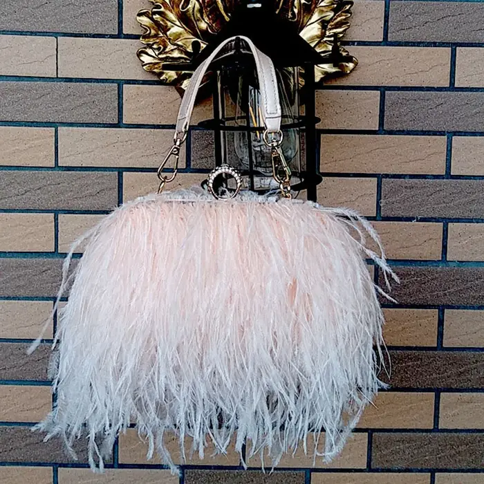 Sacs à main de luxe en plumes d'autruche pour femmes