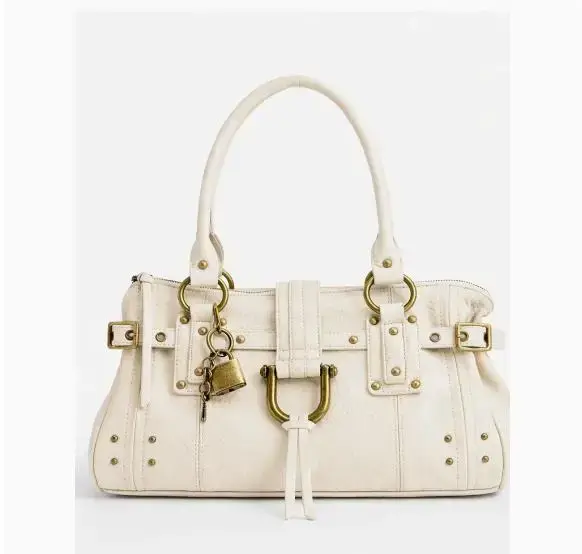 Sac à bandoulière en cuir élégant et minimaliste pour femme, grande capacité, avec rivets, design un