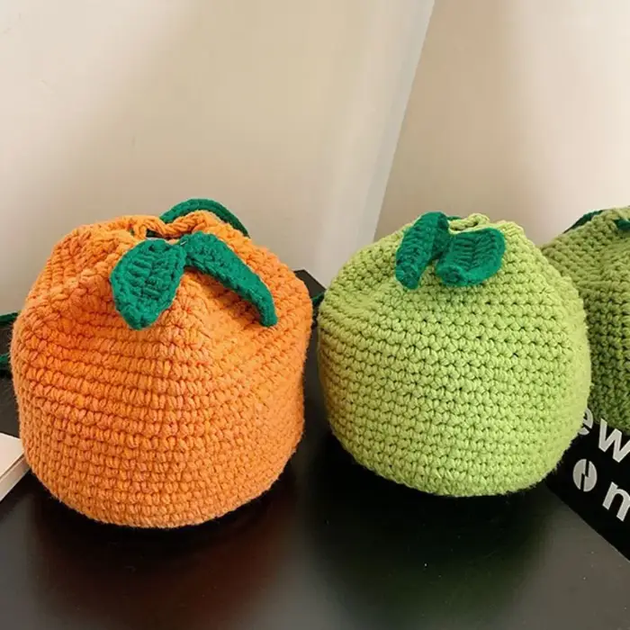 Sac à bandoulière crocheté en forme d'oranger pour femmes