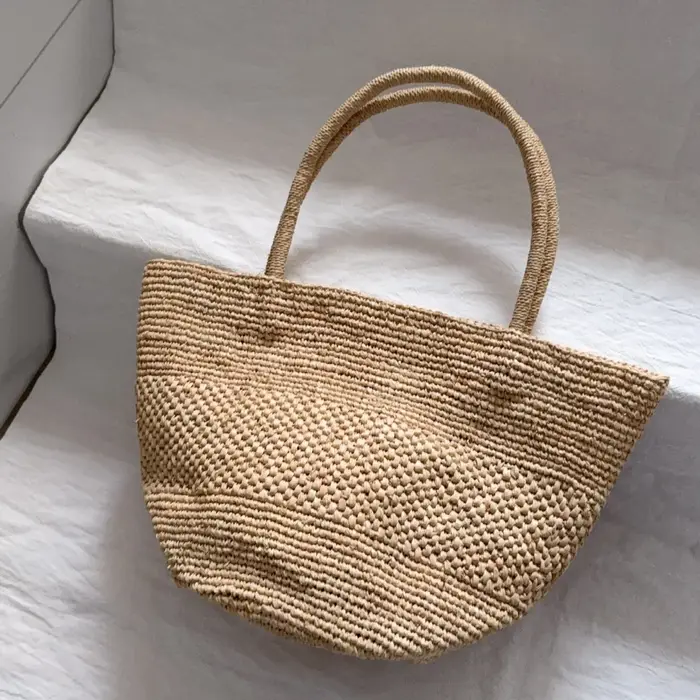 Lafite herbe Crochet tissé à la main sac vacances plage femmes sacs