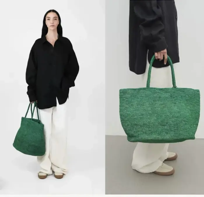 Nouveau Sac Fourre-tout Grande Capacité en Raphia Fait Main pour Femme