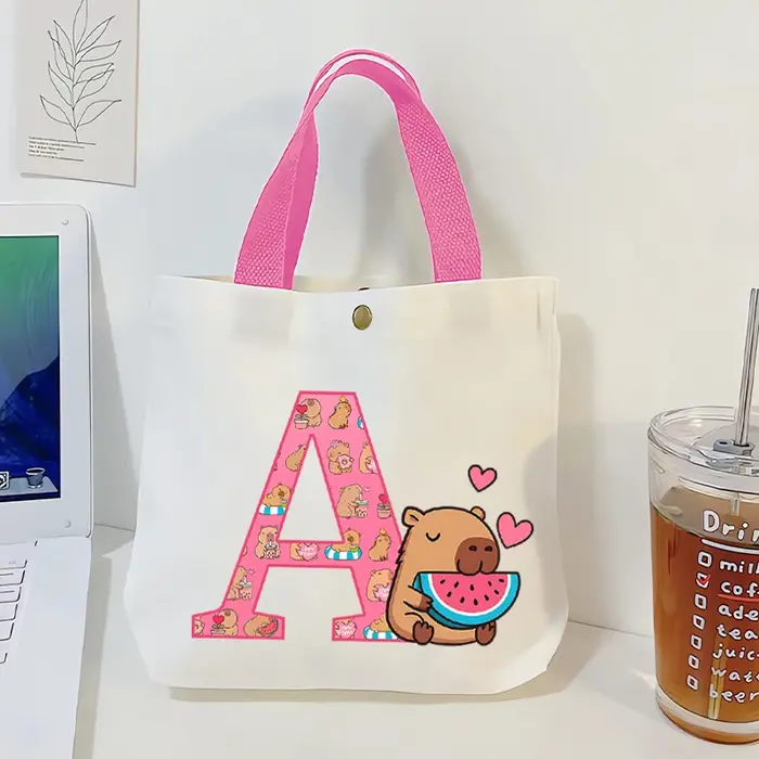 Sac fourre-tout Capibara élégant pour étudiants, sac de shopping tendance à motif dessin animé, sac