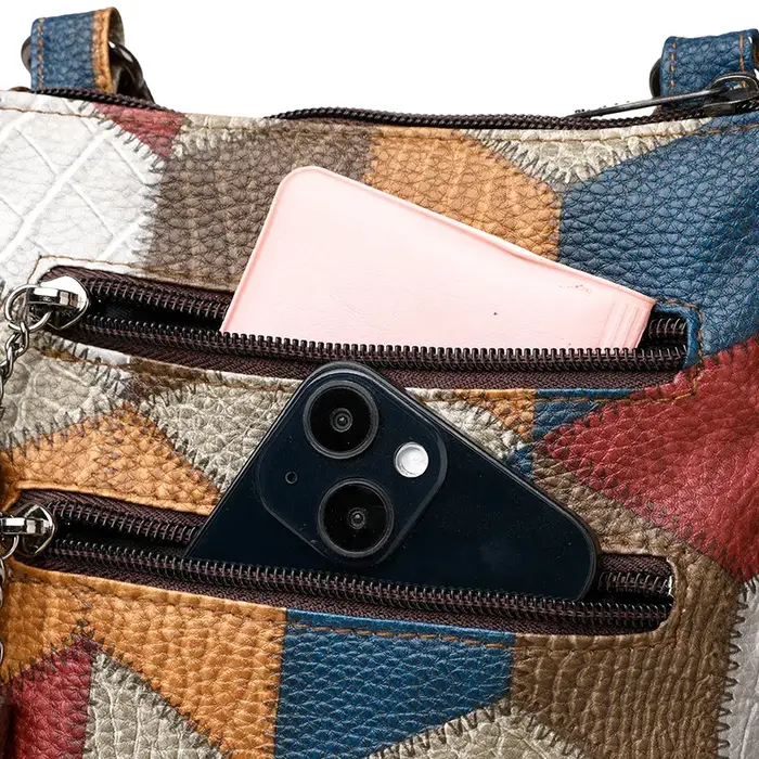 Sac à main rétro en cuir souple PU multi-poches