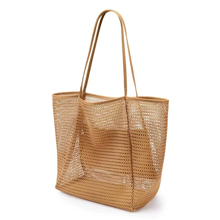 Nouveau modèle de sac de plage grande capacité pour femme - Sac à bandoulière en polyester tissé durable avec ouverture supérieure pour les voyages et le shopping