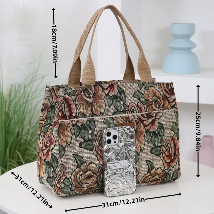 Sac fourre-tout en tissu jacquard tricoté épais pour femme