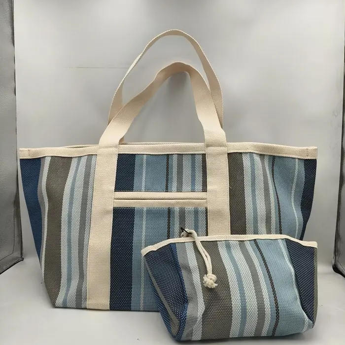 Sac à bandoulière rayé de couleur de haute qualité, grande capacité, sac de rangement, sac de shoppi