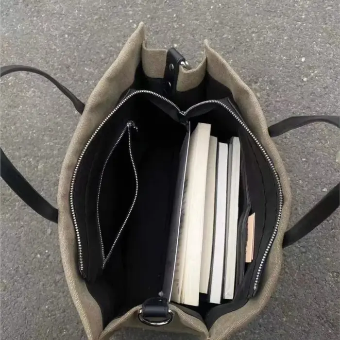Sac fourre-tout minimaliste kaki pour femmes