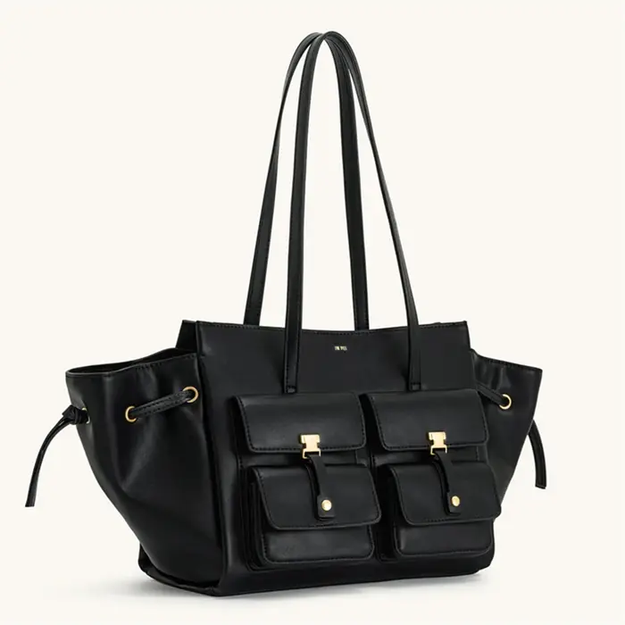 Sac fourre-tout de style motard en cuir végétalien JW Pei pour femme, grande capacité, sac à bandoul