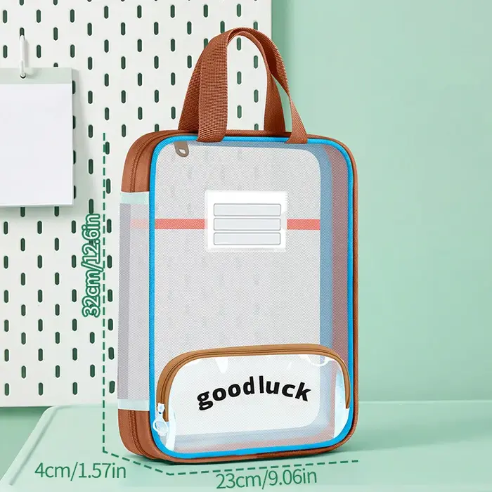Sac fourre-tout vertical transparent grande capacité, sac de rangement zippé pour livres d'examen