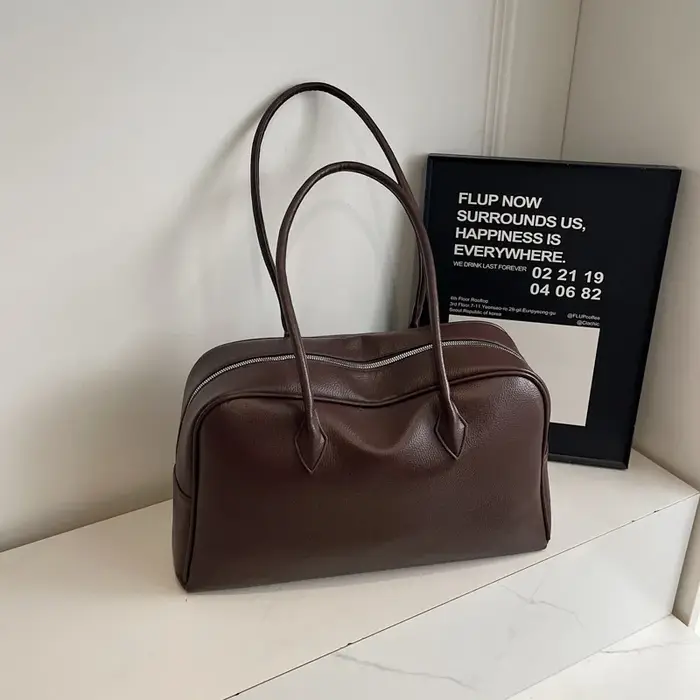 Sac fourre-tout rétro style universitaire grande capacité pour femme
