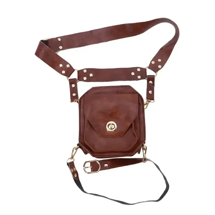 Sac de taille carré Punk rétro en PU pour femmes