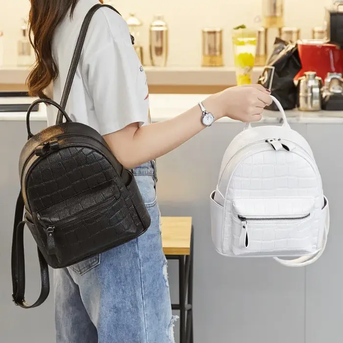 Sac à dos femme en cuir PU motif crocodile