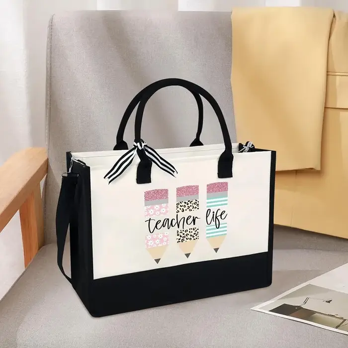 1 pièces 16.9*11.8*7.8 pouces sac fourre-tout de vie pour enseignant avec sangles cadeau de remerciement pour Mentor cadeaux de retour à l'école pour les enseignants Graduation