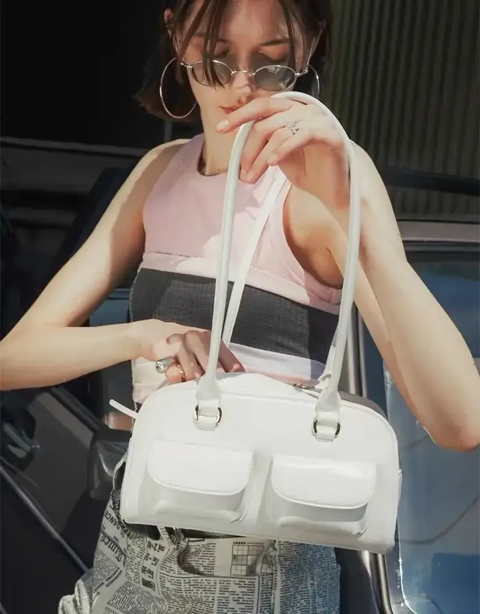 JIAERDI rétro blanc Bowling sac à main femmes filles chaudes en cuir poche Chic sac