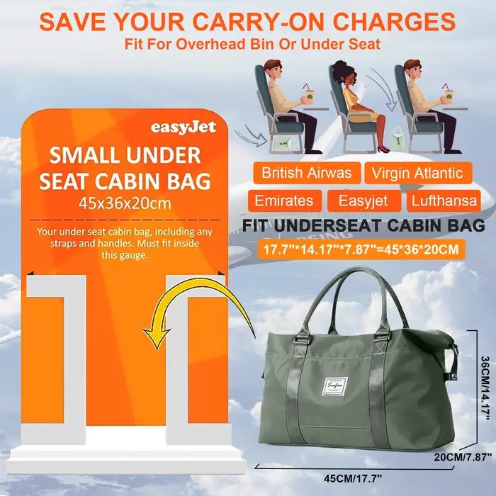Easyjet sac de cabine 45x36x20 sac de voyage hommes femmes grande capacité bagage à main courte Distance
